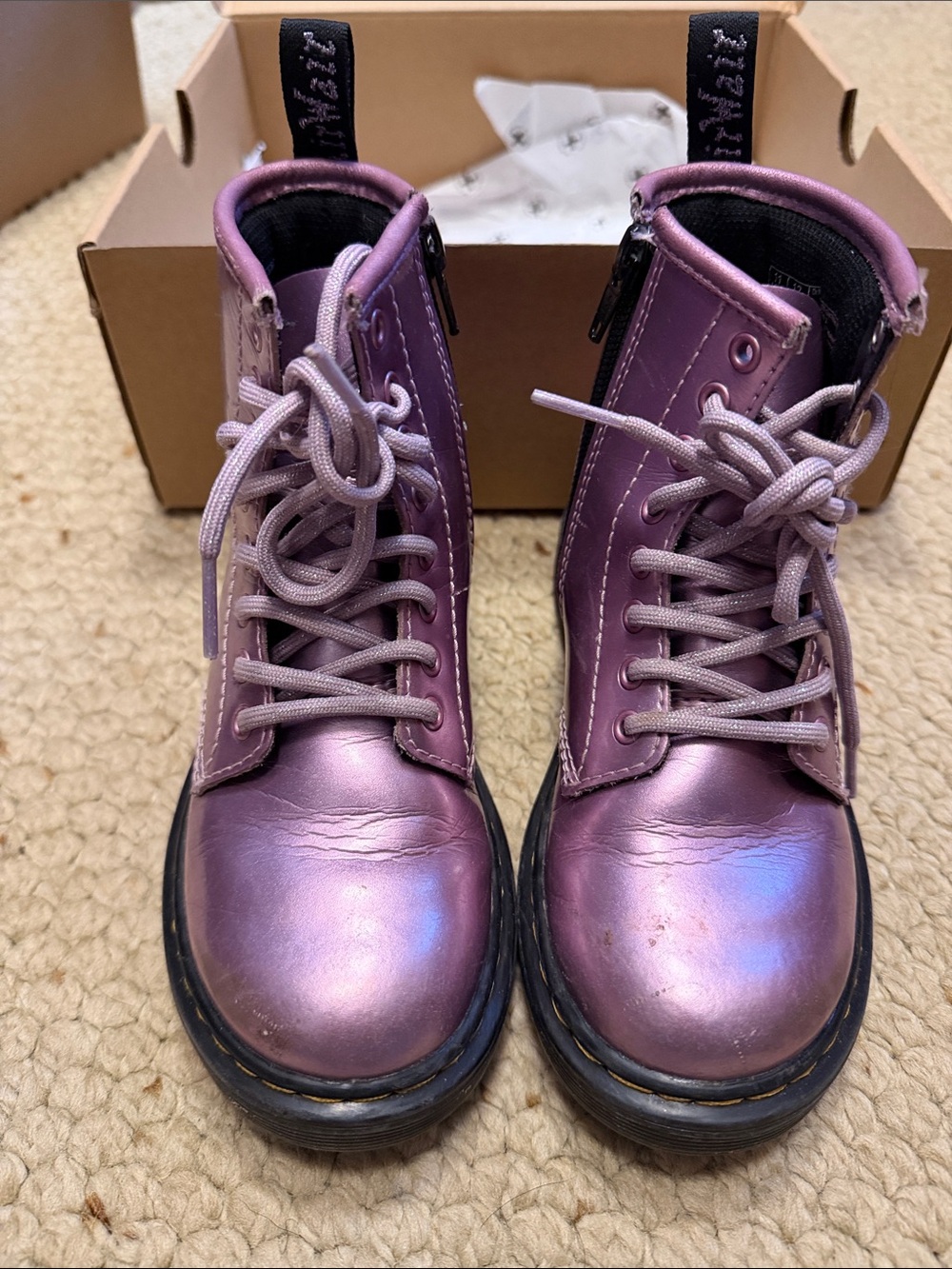 GUC purple metallic Doc Martens, kids size 12